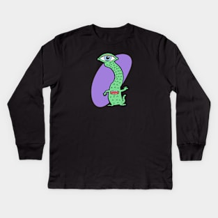 Alien Art | Goofy Retro 90s UFO Design Kids Long Sleeve T-Shirt